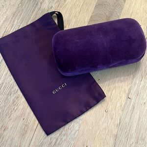 Gucci purple velvet sunglass case with pouch